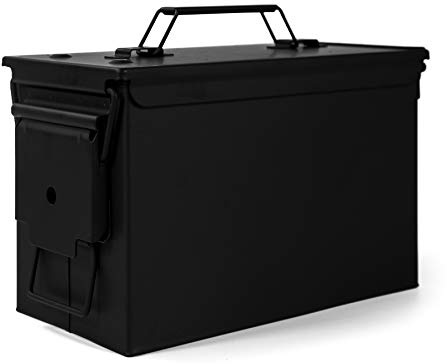 GUGULUZA Caja de Municiones de Metal Estanqueidad Caja de Almacenamiento Ammo Box, Negro - 50CAL