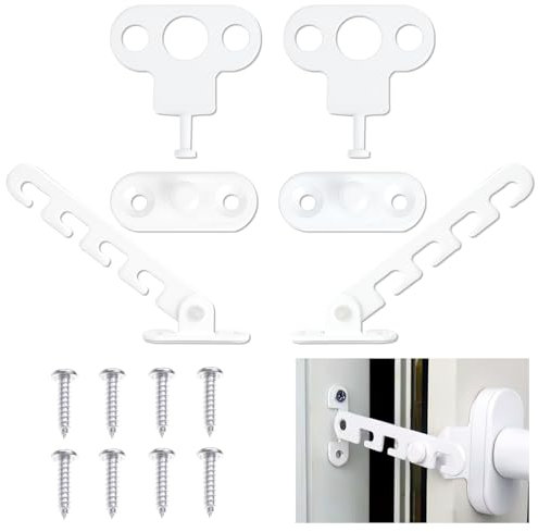 2PCS Entrebâilleur de Fenêtre à Battant, Ensemble de Entrebâilleurs de Fenêtre à Battant - Sécurité et Ventilation - Loquets Anticlachement pour Fenêtres et Portes - Installation Facile