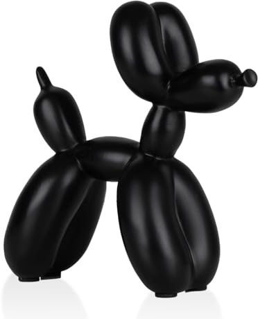 greafy Deko Luftballon Hund Skulptur - Nordic Schwarz Moderner Balloon Dog Figur aus Harz als Wohnzimmer Dekoration modern, Deko Hund Statue Geschenk für Schlafzimmer, Büro & Schreibtisch
