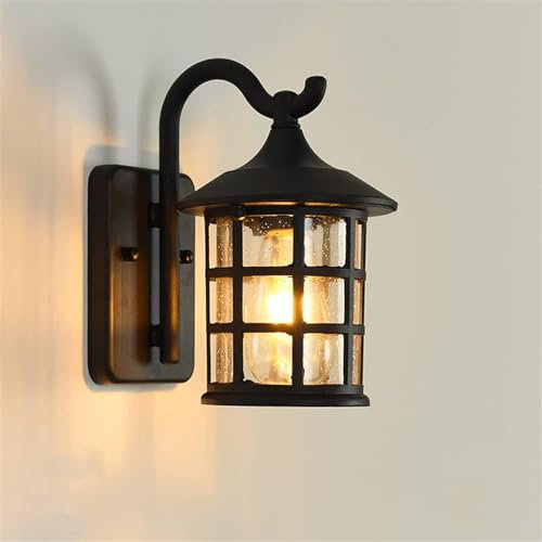 ZenithBeam Applique Murale Exterieur, Lanterne Lampe éTanche En Aluminium Et Verre Jardin Luminaire Retro Decoration Rustique E27 Lampe Murale Pour Maison Salon Escalier Porte De Garage