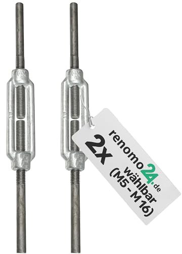 Renomo24-2x Spannschloss M12 mit zwei Anschweißenden aus Stahl galvanisch verzinkt nach PN-EN 1993-1-11