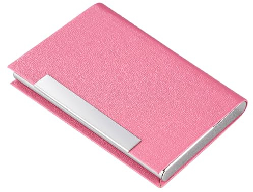 sundee Porte-cartes de visite professionnel en métal et cuir pour homme et femme, porte-cartes fin avec magnétique, portable et élégant pour les réseaux sociaux, 24023 Jg-rose, Minimaliste