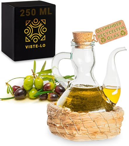 Viste-lo Aceitera de cocina. Antigoteo Cristal Vinagrera Vidrio Dispensador de aceite Antimanchas: Aceitera antigoteo Semiartesanal Rellenable Botella cristal aceite aceiteras (250 ml CESTA)