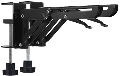 Jhanw Table pour assiette pliante pour ordinateur, support en fer, support d'entretoise, support pliable pour clavier, supports d'étagère pliables avec pince de bureau de 7,6 cm, extension de comptoir
