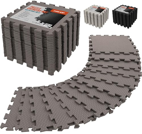 AIRHOP Set da 18 Pezzi Tappeto Palestra Puzzle in EVA ad Alta Densità, Ammortizzante e Antiscivolo, Ideali per Fitness, Yoga e Sport, Perfetti per Home Gym e per il Pavimento della Palestra, 30x30 cm