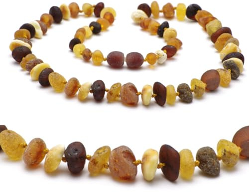 Collar de ámbar hecho a mano con piedras auténticas de ámbar báltico crudo de ámbar báltico, regalo para hombres, madres, mujeres, collar de ámbar de Baltic Secret, 40 CM, Gema, Ámbar