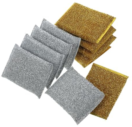 SOLUSTRE 10 pièces Lot de Chiffons de Cuisine Réutilisables Éponges pour Nettoyage des Plats et Surfaces Dorés Argentés