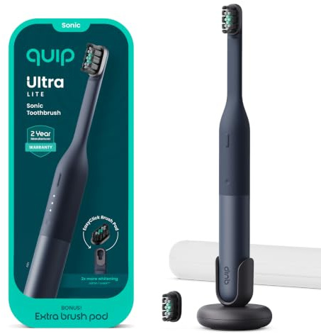 Quip Ultra Lite Sonic Electric Toothbrush, 3 Modes, Mirror Mount, Ash
