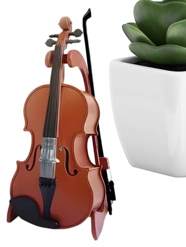 violino – Mini strumento musicale decorativo, realizzato a mano in resina, elegante da collezione, decorazione artistica per scrivania, libreria, armadio, casa delle bambole, stile interno A