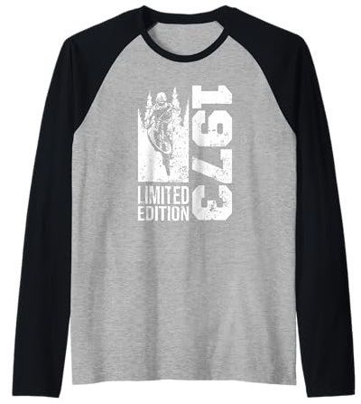 MTB Mountainbike Nacido en 1973 Cumpleaños BTT-Bicicleta Camiseta Manga Raglan