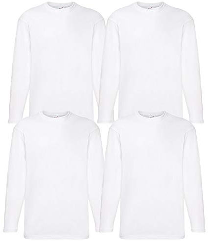 Fruit of the Loom 4 T Shirt Longsleeve M L XL XXL Langarm Verschiedene Farbsets auswählbar (M, Weiss)