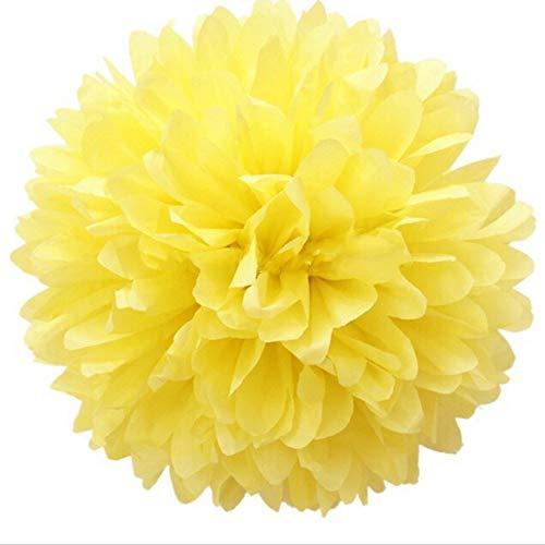 JZK 10x Giallo pom pom carta velina 25cm decorazioni festone per matrimonio compleanno battesimo Natale Halloween laurea nascita comunione addobbi pompon pon pon