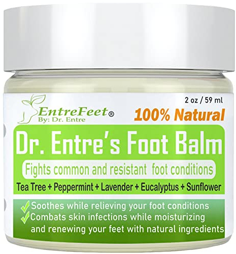 Dr. Entre's Antifungal Foot Balm: Tea Tree Oil & Shea Butter Based - Organic Treatment Cream for Athletes Foot, Dry Feet, Cracked Heels, Itching, and Odor - Foot Care E-Book Included