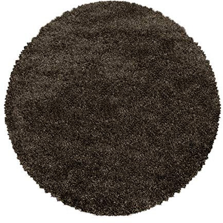 HomebyHome Shaggy Teppich Wohnzimmer 160 cm Rund - 50 mm Florhöhe Hochflor Wohnzimmerteppich Braun Extra Weich und Flauschig - Langflor Teppiche für Schlafzimmer, Küche, Flur - Carpet, Halı