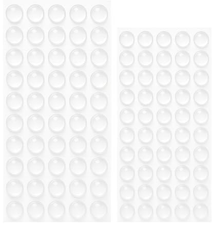 Tampons en Silicone, Lot de 100, 50 x Ø 10 mm + 50 x Ø 8 mm, Transparent, Tampon amortissant Auto-adhésif, Butoir de Protection, Butée de Meuble pour armoires, tiroirs, Butées Portes, Pied Caoutchouc