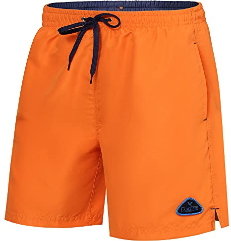 Ladeheid Badkläder för Män Strandshorts Badshorts LAZA1002 (Orange Kobolt, S)
