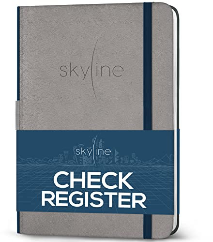 Skyline Scheckregister – Buchhaltungsbuch für Einnahmen & Ausgaben – Transaktions-Scheckbuch für kleine Unternehmen – Scheckbuch für Finanztransaktionen – A5, Hardcover, Grau