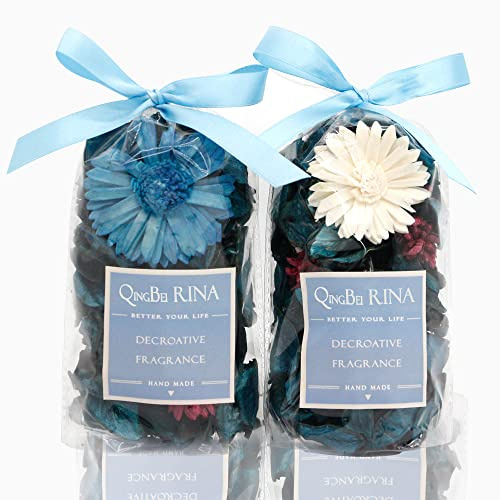 Qingbei Rina Summer Pot pourri,Ocean Scented Dried Flowers,100g,Blue | Mini Trial Pack,Long-Lasting, Flameless Home Fragrance, Natural Botanical Blend,Bathroom Beach Table Decor