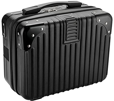 Tolida Makeup Travel Case - Hard Cosmetic Bag Organizer,Mini ABS Carrying Suitcase Black