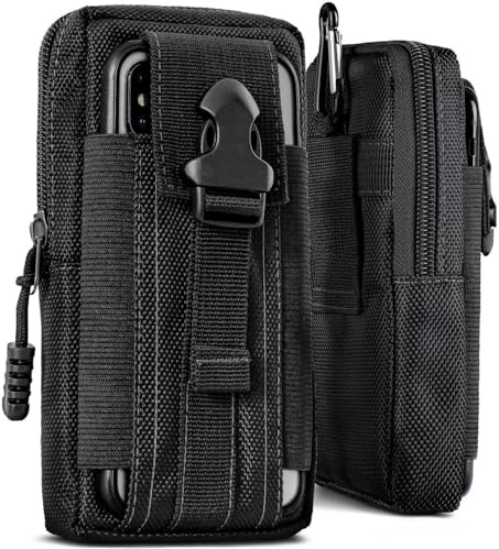 ONEFLOW Survival Case für CAT S62 Pro Handy Gürteltasche aus Nylon mit Karabiner, Taktische EDC Tasche mit Gürtel Halterung, Etui Handyhülle Outdoor Handytasche, Schwarz