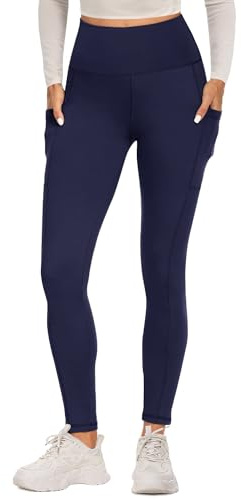 FOTOCITI Sport Leggings Damen mit Tasche High Waist Sportleggins Lang Blickdicht Sporthose Push Up Yogahose Bauchweg Laufhose Fitnesshose Hose(Navy, S-M)
