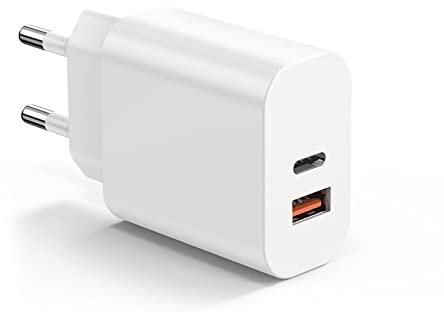 Bouge Cargador 20W de Pared 2 Puertos (USB C & USB A), Adaptador de Enchufe de alimentación rápido para I Phone 15 14 13 Samsung S22 S21 Xiaomi Huawei I Pad
