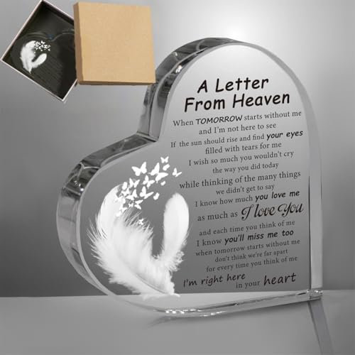 ORIGACH A Letter from Heaven Heart Sympathy Memorial Bereavement Gifts Acrylic Condolence Remembrance Gift for Loss of Loved One Table Decoration