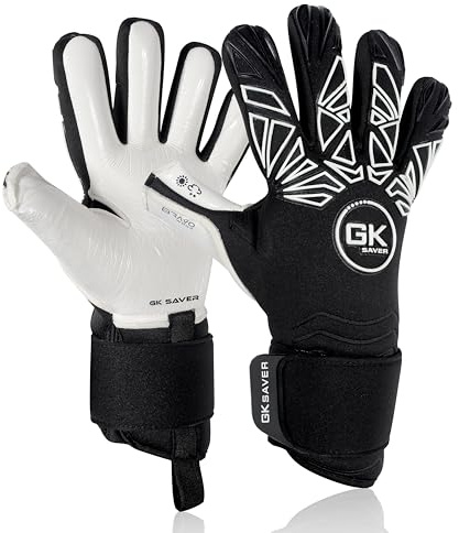 GK Saver Bravo WB04 Contact Pro Football Goalkeeper Goalie Gloves |Anti-Slip Grip Palms |Savefingers Technology |Goalkeeping Protection Size 6 to 11 (Bravo WB04, Size 8)