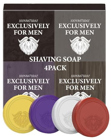Shitafe Jabón de afeitar para bigote, barra de afeitar para hombres - 4 jabones para lavar barba - Hidrata y protege, espuma, barra portátil para un afeitado y húmedo, fragancia duradera