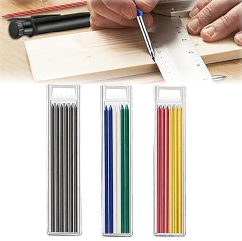 WHYCNJL 18 Piezas Minas para Lápiz de Carpintero 2,8 mm, Recambios de Marcado, Minas de Marcador de Orificio Profundo para Dibujo de Arquitecto Arte (Multicolor)