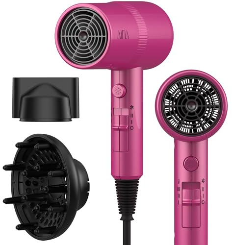 AINA Diffuser Hair Dryer Full-Featured Blow Dryer 110V/1600W(Neon Pink)