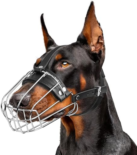 CleverTail Metall-Maulkorb für Dobermänner – Körbchen-Maulkorb gegen Bellen und Beißen – Stahl-Draht-Schutz für mittelgroße und große Hunde wie Dobermann, Collie, Malinois, Husky