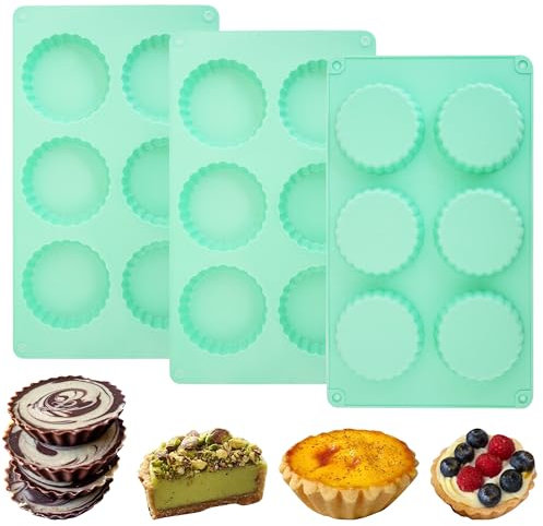Zorazio 3Pack Mini Tart Pan Silicone, Mini Quiche Pans 3Inch,Non-stick Pie Pans, Egg Tart Mold for Pies, Quiches, Mousse Cakes, Dessert Baking