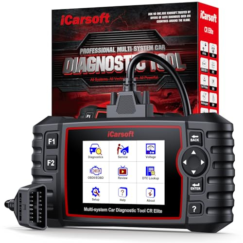 iCarsoft CR Elite OBD2 Scanner, Car Diagnostic Tool Engine ABS SRS Transmission, 8 Service Functions Code Reader, Oil Reset/EPB/BMS/ETC/SAS/DPF/ABS Bleeding/INJ, Battery Test, Lifetime Update