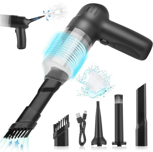 Viafexna Aspirador de Mano Potente, 6000Pa Mini Aspiradora de Mano con Succión, Soplado, Inflable 3 en 1 Aspirador Coche, Apto para Coche, Hogar, Pelo de Mascotas, Limpieza de Polvo