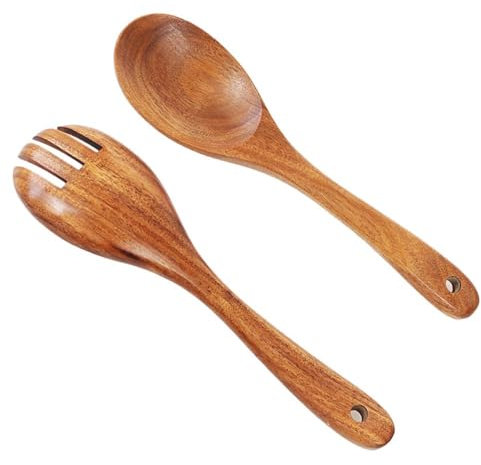Juego De Cubiertos Para Ensalada Cuchara de ensalada de madera Tenedor Espátula de madera Juego de cucharas