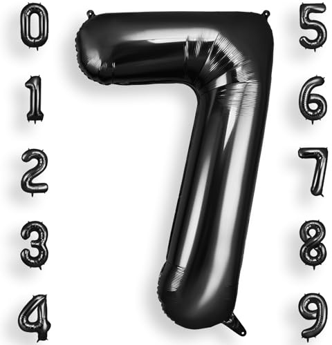 AOOSU Black Helium Balloons, 40 Inches Number Balloons 7, Foil Birthday Balloon for Birthday Anniversary Wedding Party Decorations Celebration Supplies for Girls Women Men Boys