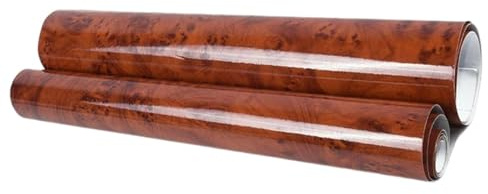 Film autocollant pour voiture - Grain de bois brillant - Film auto-adhésif imperméable à l'eau - Autocollant intérieur brillant - Décoration de tableau de bord de voiture - Accessoire automobile