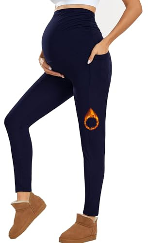 Farrobor Maternity Leggings Över Magen Med Fickor Stretchiga Mammatights Graviditetsbyxor För Kvinnor Med Mjukt Magstöd Graviditetsartiklar