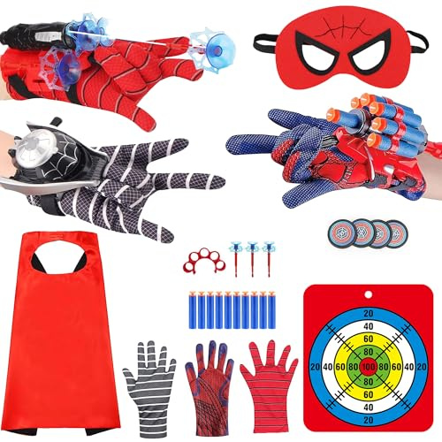 M MITLINK Web Launcher Spider String Shooter Toy, Spider Web-Slinging Toy, Web String Cosplay Costume Set Web Shooters Ideal for Kids Indoor Outdoor Imaginative Superhero Role-Playing (Colorful)