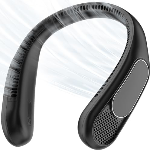 anysun Ventilador de Cuello, Ventilador Portatil con 66 Salidas de Aire, Flujo 360°, 4 Velocidades, 6000mAh Recargable USB, Ventilador Manos Libres Ligero y Cómodo para Oficina, Viaje y Trayecto