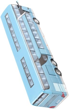 Vistreck Elektrisk 1:32 Legerad Dubbeldäckare Bussmodell Leksak med Ljus och Musik för Barn - Rolig blå Design (Blå)