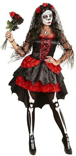 W WIDMANN MILANO Party Fashion - Kostüm Braut, Dia De Los Muertos, Kleid, Tag der Toten, Halloween