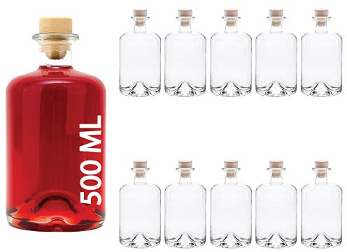 3,4,6 oder 10 x 500 ml leere Glasflaschen Apotheker HGK Weinflasche Schnapsflasche Essig Öl Glasflaschen 0,5 Liter l Nr 1 von slkfactory (10 Stück)