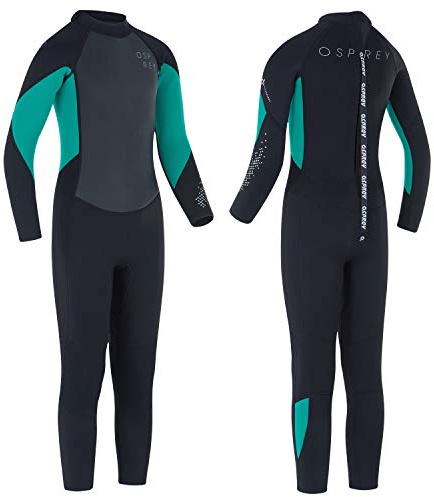 Osprey Muta estiva da bambina, lunghezza intera, 3 mm, in neoprene, per surf, bodyboard, zero, verde acqua