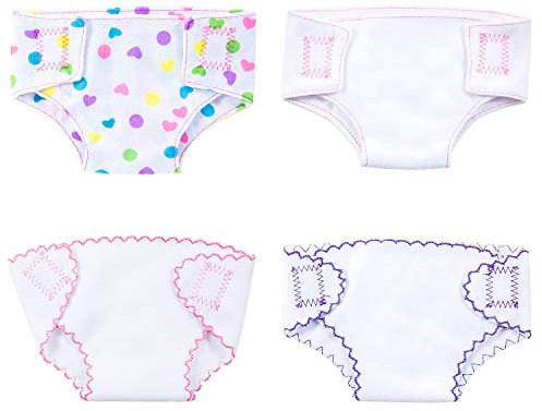 Diealles Shine Puppenwindeln Stoff, 4 Stück Windeln für Baby Puppen, Zubehör für 14-16 Puppen