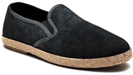 Mocasines alpargatas hombres artesanales zapatos bajos casual verano barco, Negro , 44 EU