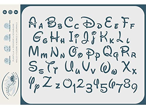 Alphabet-Schablone, 2,5 cm, 15 x 20 cm (M), Buchstaben, Zahlen, Disney-Stil, Schriftschablonen für Malvorlage