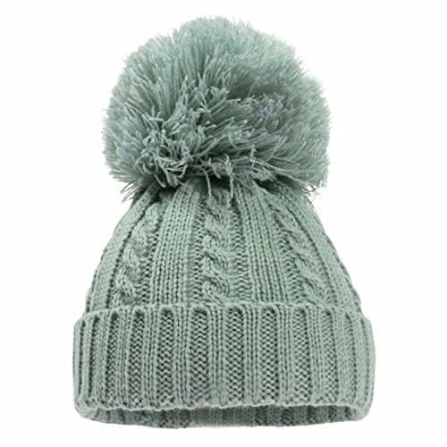 Mini Mart Online Limited Baby Knitted Cable Single Pom Pom Bobble Boy Girl Cap Hat Bonnet 12-24 Months Green