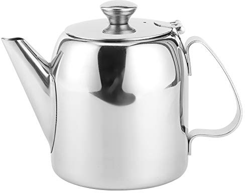 Kaffeekanne, Edelstahl Teekanne Set Teekanne Metall mit Filter Kaffeekanne Wasserkocher Hochglanzpoliert, Silberne Teekanne Geeignet für Restaurants Konferenzräume Wohnzimmer, 500ml